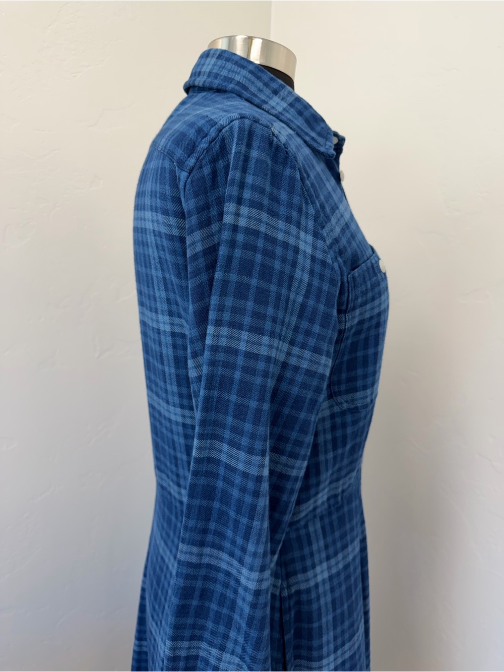 Polo Ralph Lauren Blue Plaid Button-Down Long Sleeve Maxi Shirt Dress Size L - Picture 8 of 15